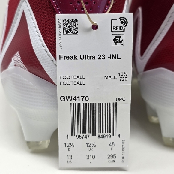 Adidas Men’s Size 13 Freak Ultra 23 Inline Football Cleats‎ Red White GW4170 New main image 11